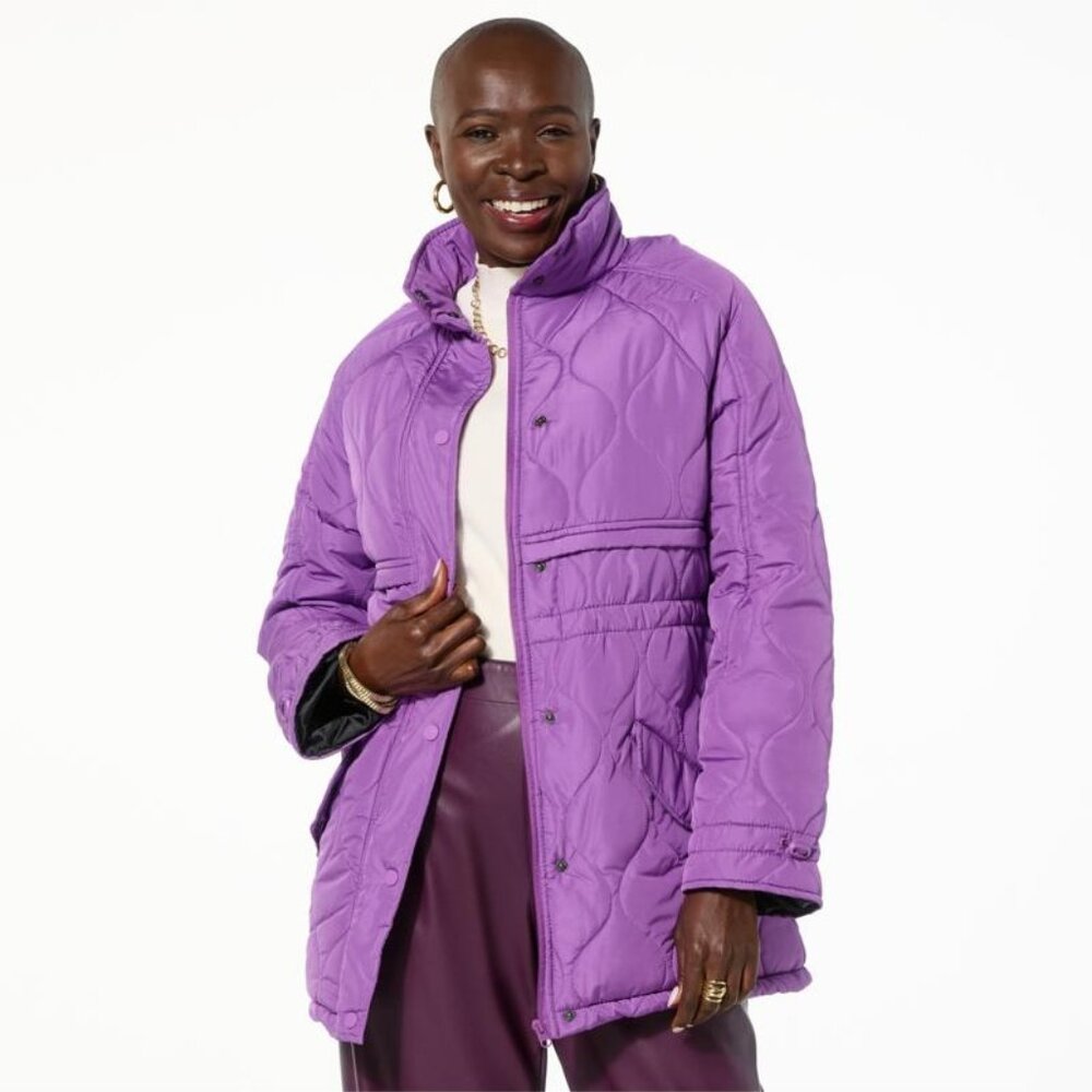 Sporto Coat Size Large Rose Quilted Water Resistant Anorak Purple Outdoor Winter